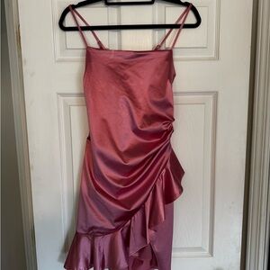 Emerald Sundae Pink Satin Dress